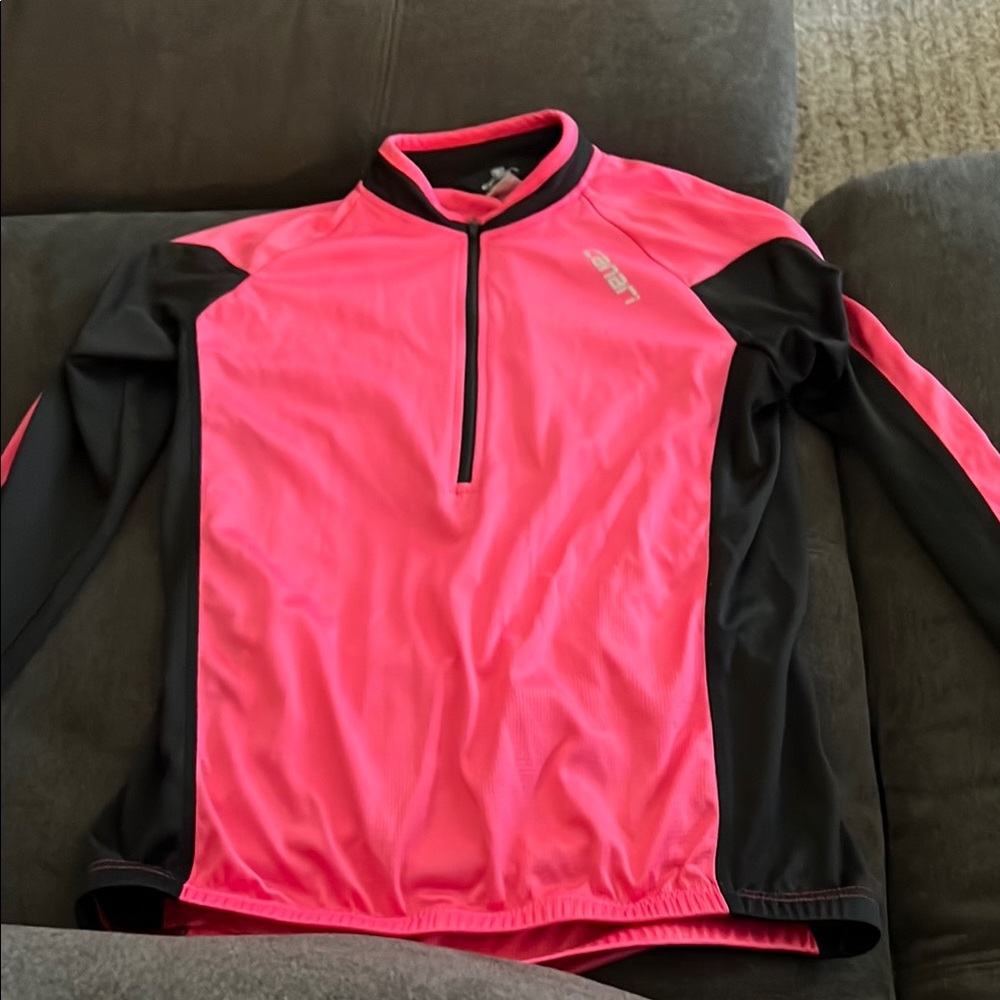 Women's  Pink and Black Quarter-Zip long sleeve jersey (3 pockets)